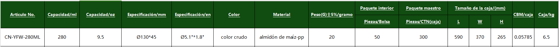 CN-YFW-280ML 