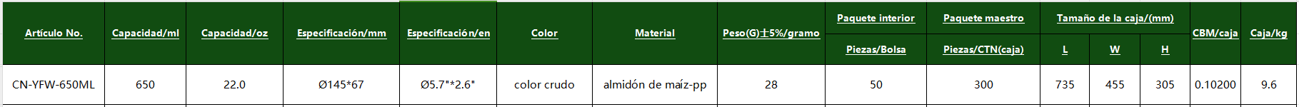 CN-YFW-650ML CN-YFW-650ML